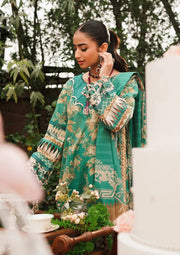 Elaf Premium Printed Lawn Unstitched 3Pc Suit EEP-04B - Chic Teal