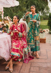 Elaf Premium Printed Lawn Unstitched 3Pc Suit EEP-04B - Chic Teal