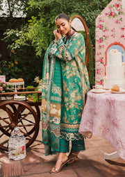 Elaf Premium Printed Lawn Unstitched 3Pc Suit EEP-04B - Chic Teal