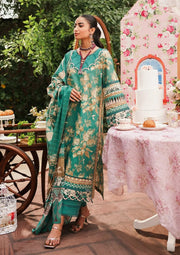 Elaf Premium Printed Lawn Unstitched 3Pc Suit EEP-04B - Chic Teal