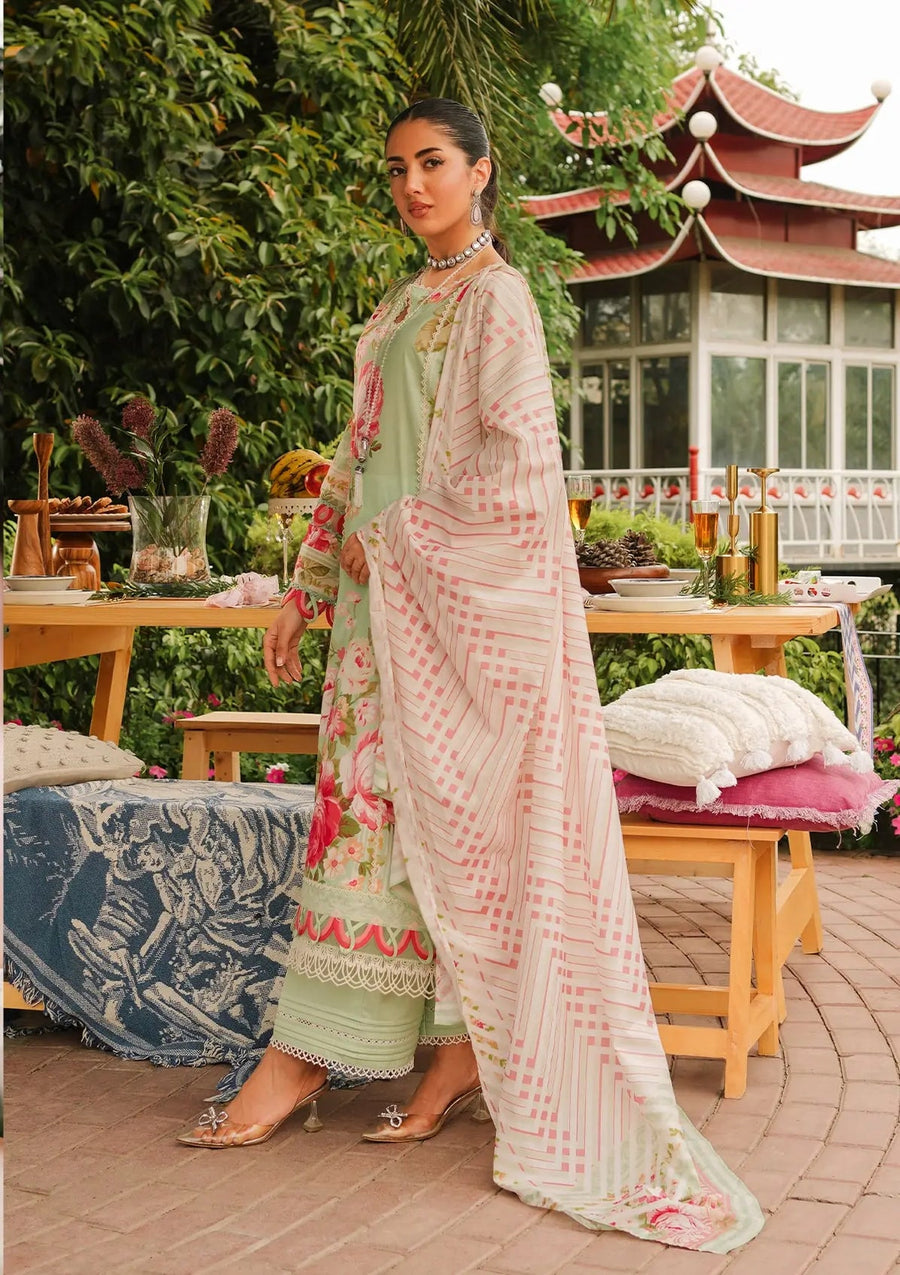 Elaf Premium Printed Lawn Unstitched 3Pc Suit EEP-05A - Mint To Be
