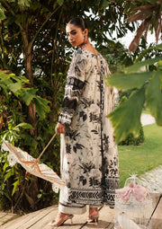 Elaf Premium Printed Lawn Unstitched 3Pc Suit EEP-07B - Black Blossom
