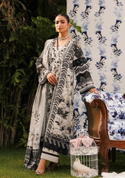 Elaf Premium Printed Lawn Unstitched 3Pc Suit EEP-07B - Black Blossom