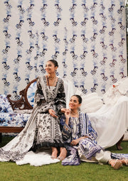 Elaf Premium Printed Lawn Unstitched 3Pc Suit EEP-07B - Black Blossom