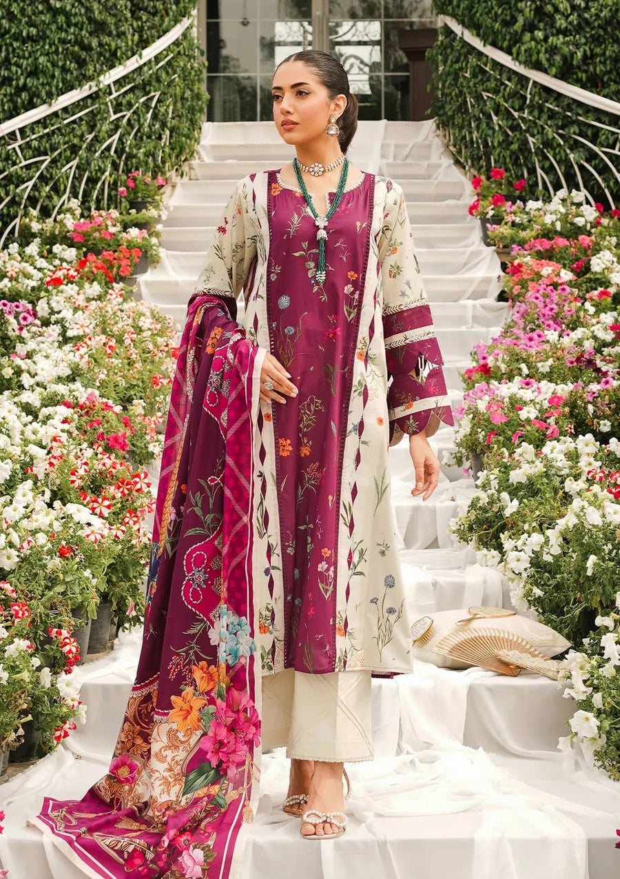 Elaf Premium Printed Lawn Unstitched 3Pc Suit EEP-08A - Twilight Ties