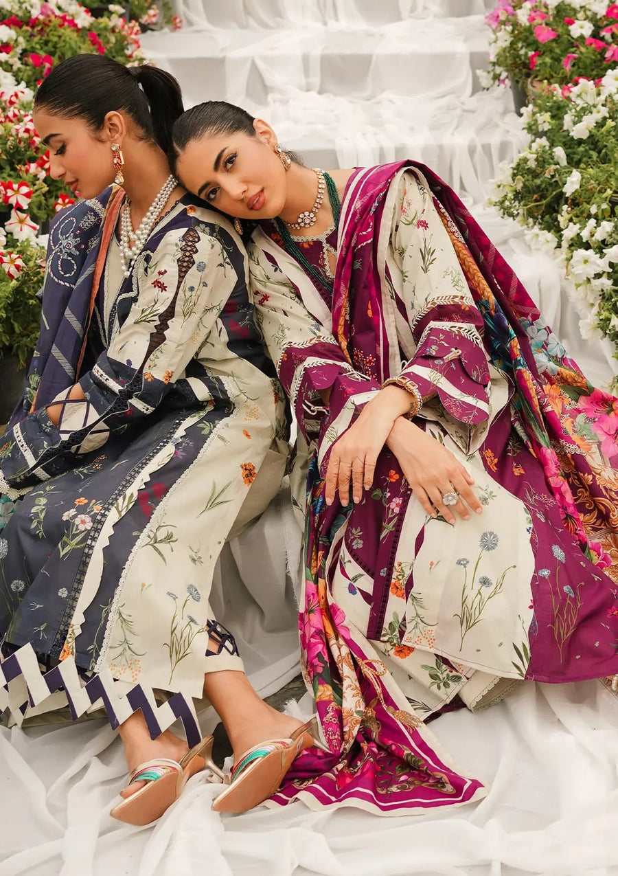 Elaf Premium Printed Lawn Unstitched 3Pc Suit EEP-08A - Twilight Ties