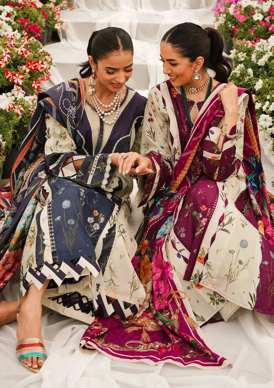 Elaf Premium Printed Lawn Unstitched 3Pc Suit EEP-08A - Twilight Ties