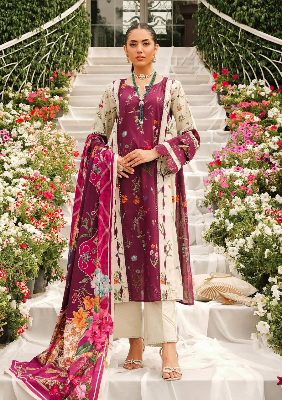 Elaf Premium Printed Lawn Unstitched 3Pc Suit EEP-08A - Twilight Ties