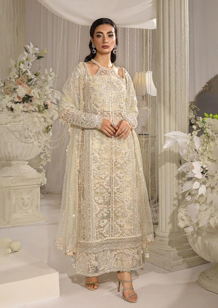 ELAF Premium Evara Embroidered Net Unstitched 3Pc Suit EFE-01 AURA