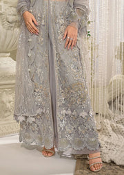 ELAF Premium Evara Embroidered Net Unstitched 3Pc Suit EFE-04 DOVE