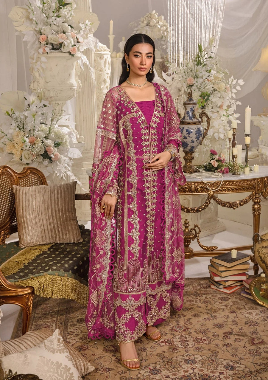 ELAF Premium Evara Embroidered Net Unstitched 3Pc Suit EFE-07 REGALIA