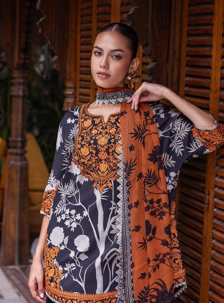 Zainab Chottani Tahra Embroidered Lawn Unstitched 3Pc Suit D-08 EFRA