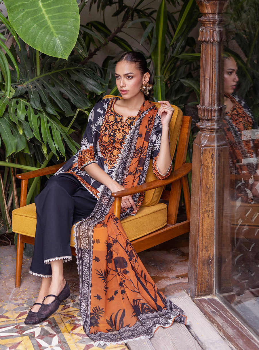 Zainab Chottani Tahra Embroidered Lawn Unstitched 3Pc Suit D-08 EFRA