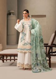 Elaf Premium E-Craft Chikankari Lawn Unstitched 3Pc Suit EHC-1A VANILLA