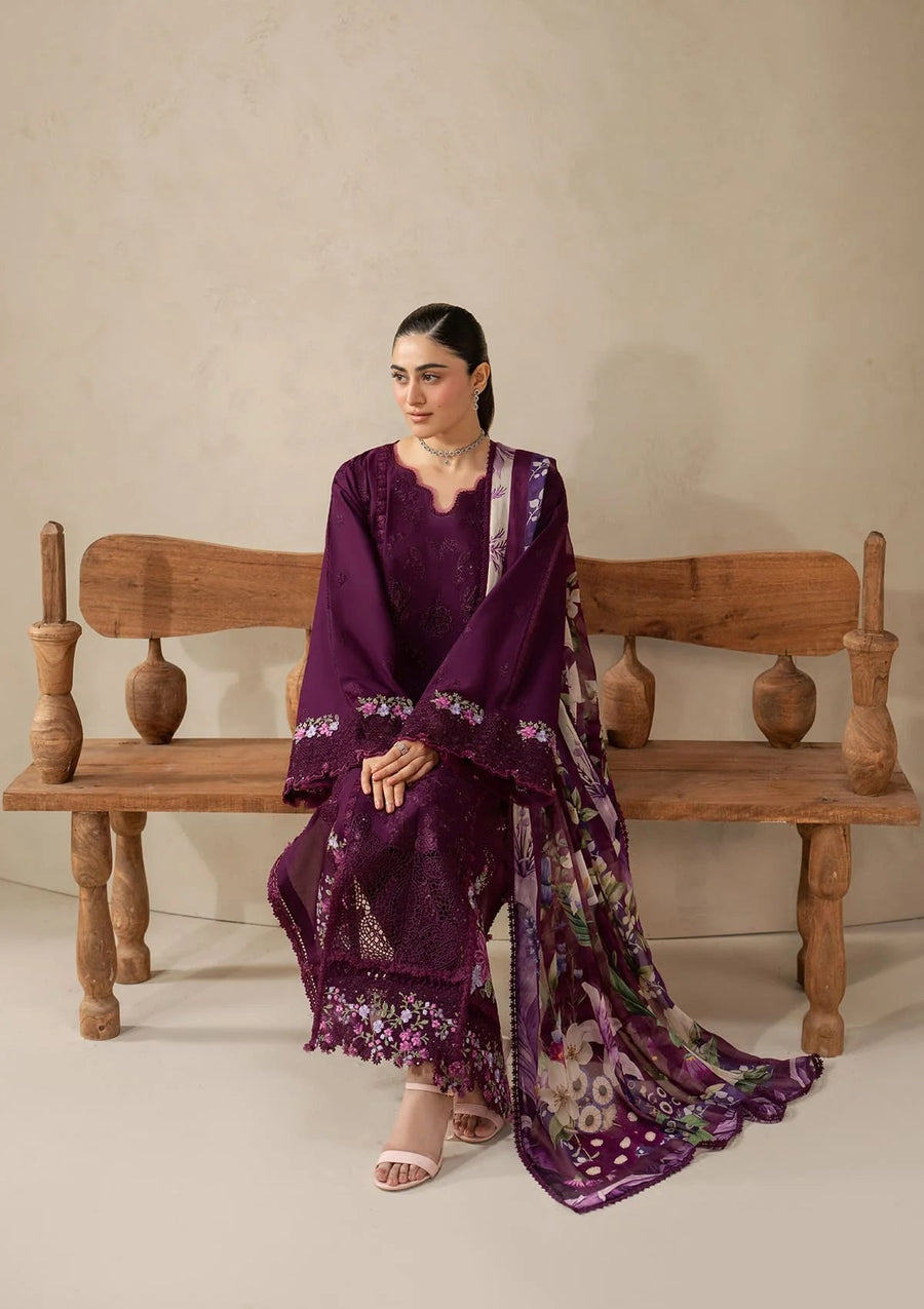 Elaf Premium E-Craft Chikankari Lawn Unstitched 3Pc Suit EHC-2B CASSIS