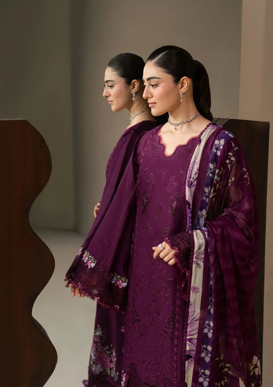 Elaf Premium E-Craft Chikankari Lawn Unstitched 3Pc Suit EHC-2B CASSIS