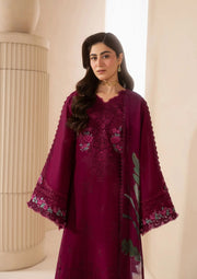 Elaf Premium E-Craft Chikankari Lawn Unstitched 3Pc Suit EHC-4A GARNET