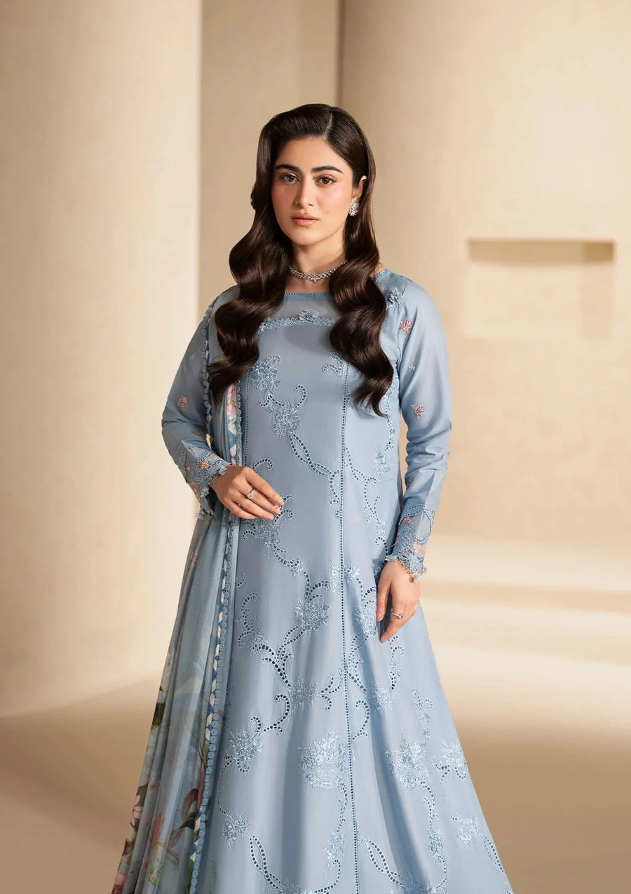 Elaf Premium E-Craft Chikankari Lawn Unstitched 3Pc Suit EHC-5B PACIFIC
