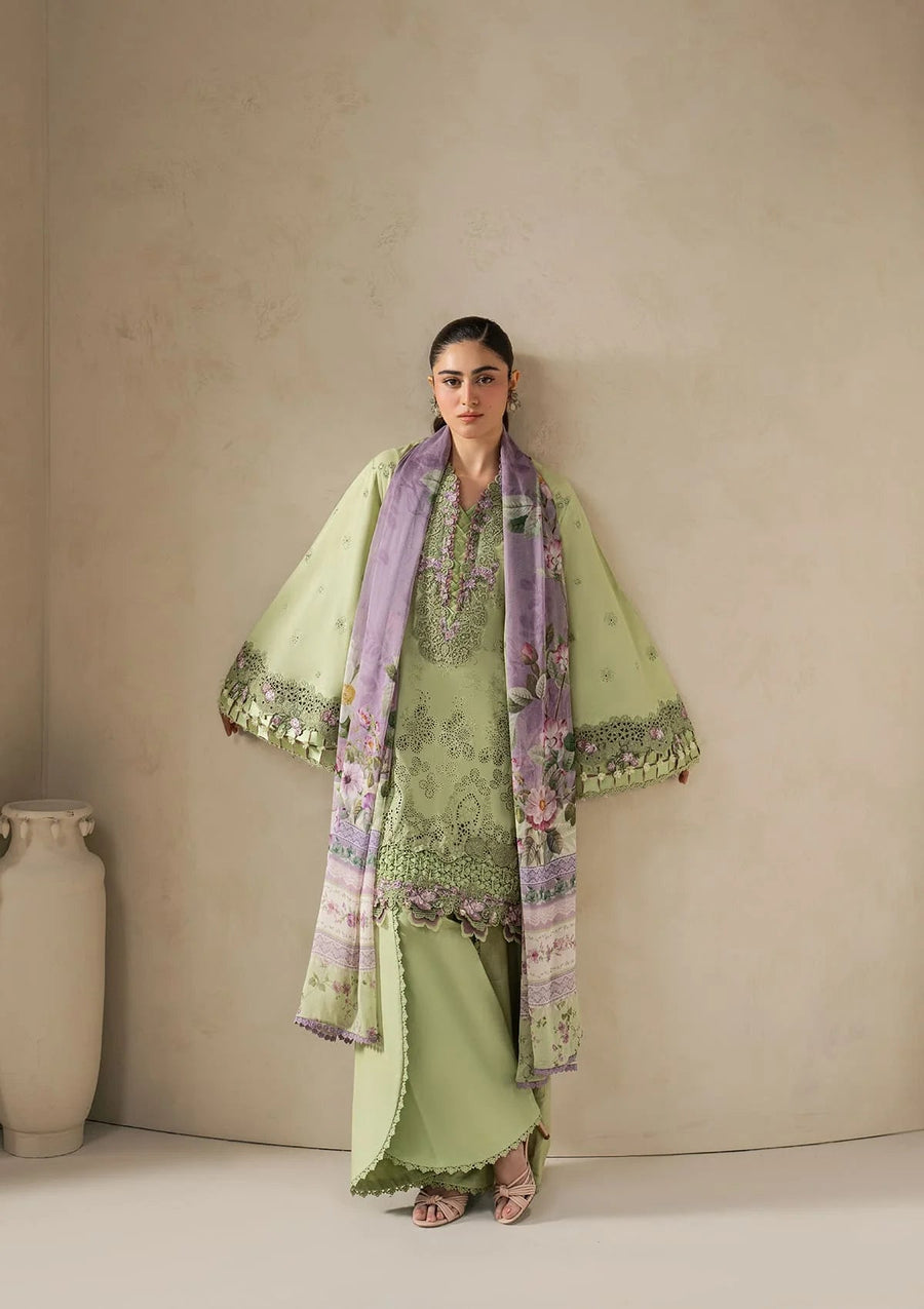 Elaf Premium E-Craft Chikankari Lawn Unstitched 3Pc Suit EHC-6A BASIL
