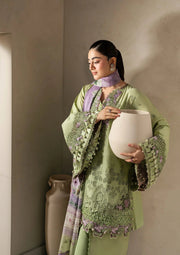 Elaf Premium E-Craft Chikankari Lawn Unstitched 3Pc Suit EHC-6A BASIL