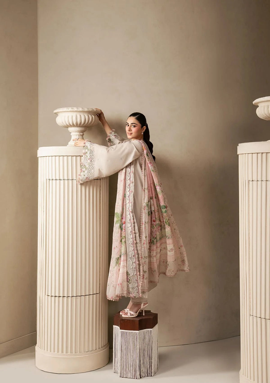 Elaf Premium E-Craft Chikankari Lawn Unstitched 3Pc Suit EHC-6B CLAY