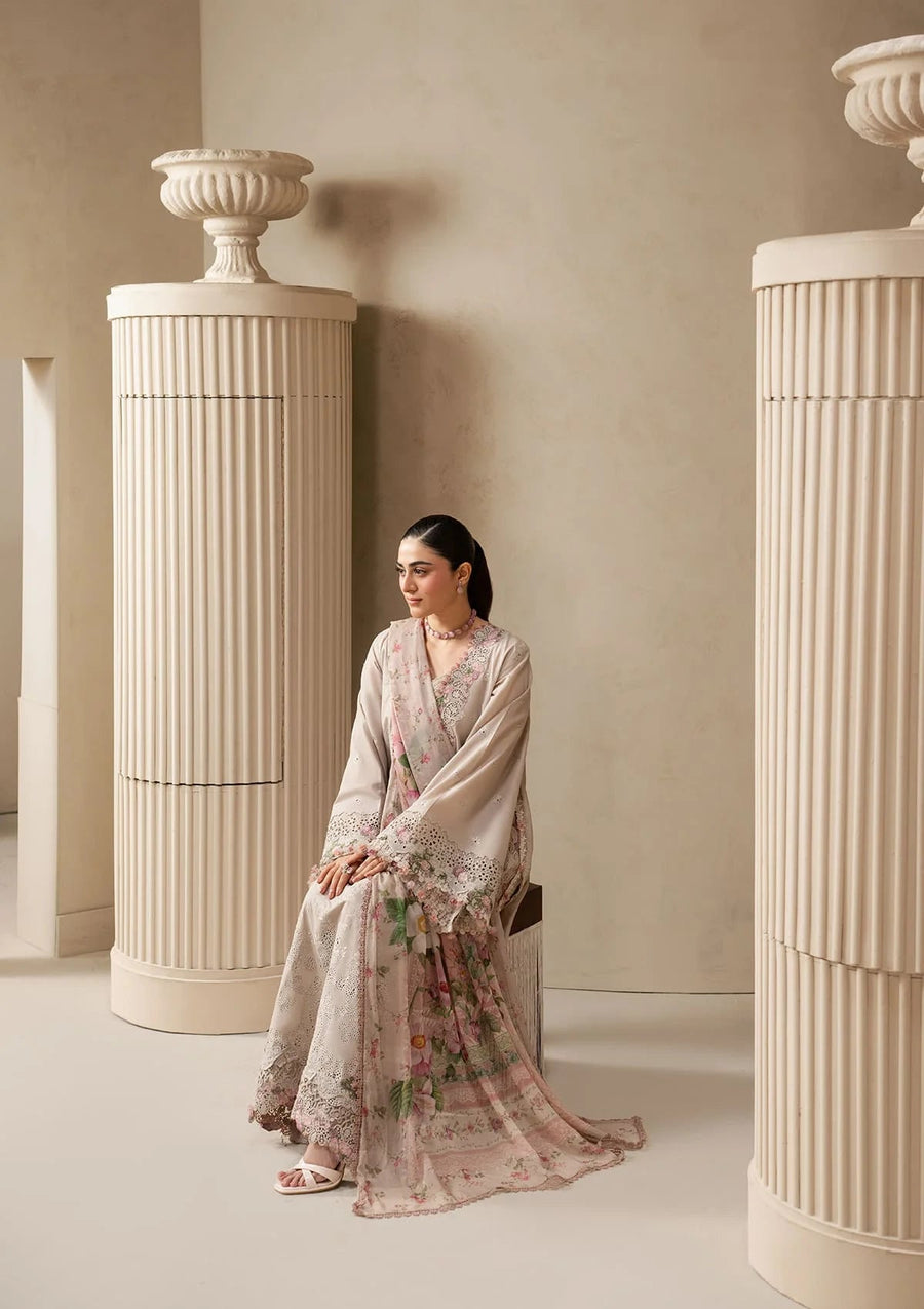 Elaf Premium E-Craft Chikankari Lawn Unstitched 3Pc Suit EHC-6B CLAY