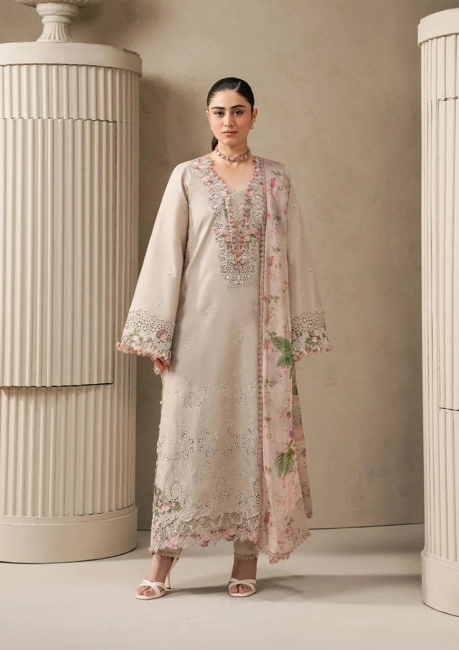 Elaf Premium E-Craft Chikankari Lawn Unstitched 3Pc Suit EHC-6B CLAY