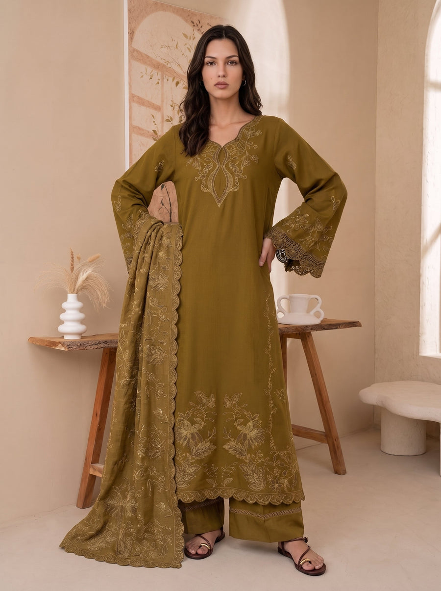 Viana by Sanam Saeed Embroidered Karandi Unstitched 3Pc Suit - EIRA