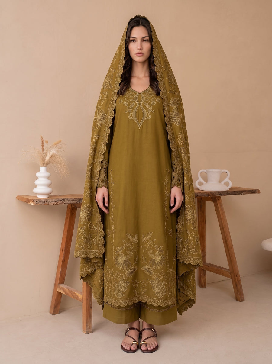 Viana by Sanam Saeed Embroidered Karandi Unstitched 3Pc Suit - EIRA