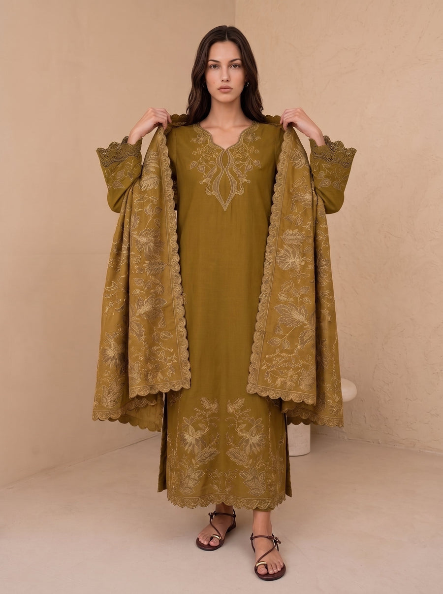 Viana by Sanam Saeed Embroidered Karandi Unstitched 3Pc Suit - EIRA