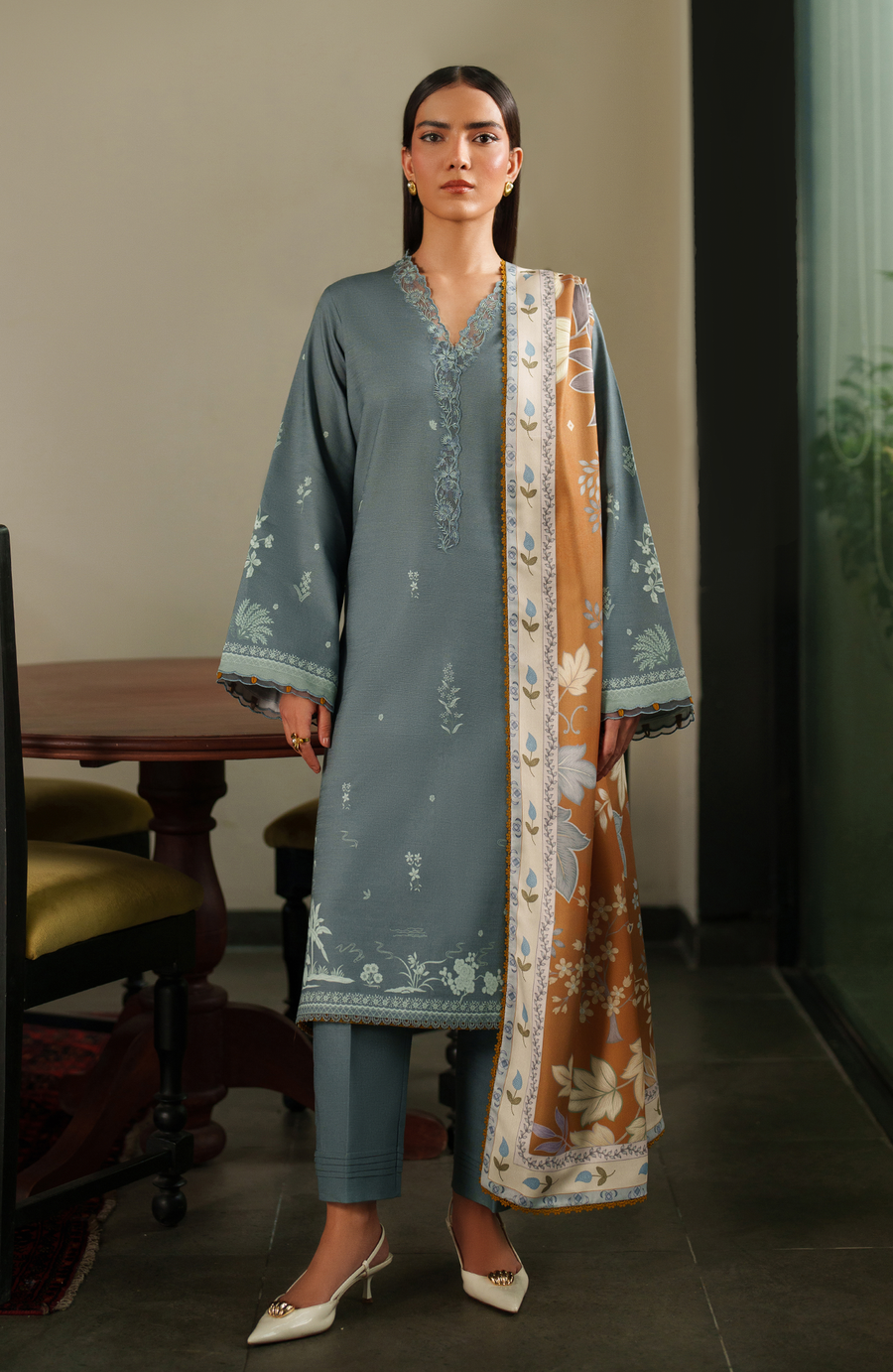 Bellini by Seran Embroidered Khaddar Unstitched 3Pc Suit D-01 EIRENE