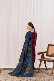 Feathers Fully Embroidered Dhanak Unstitched 3Pc Suit EISLEN-FT554