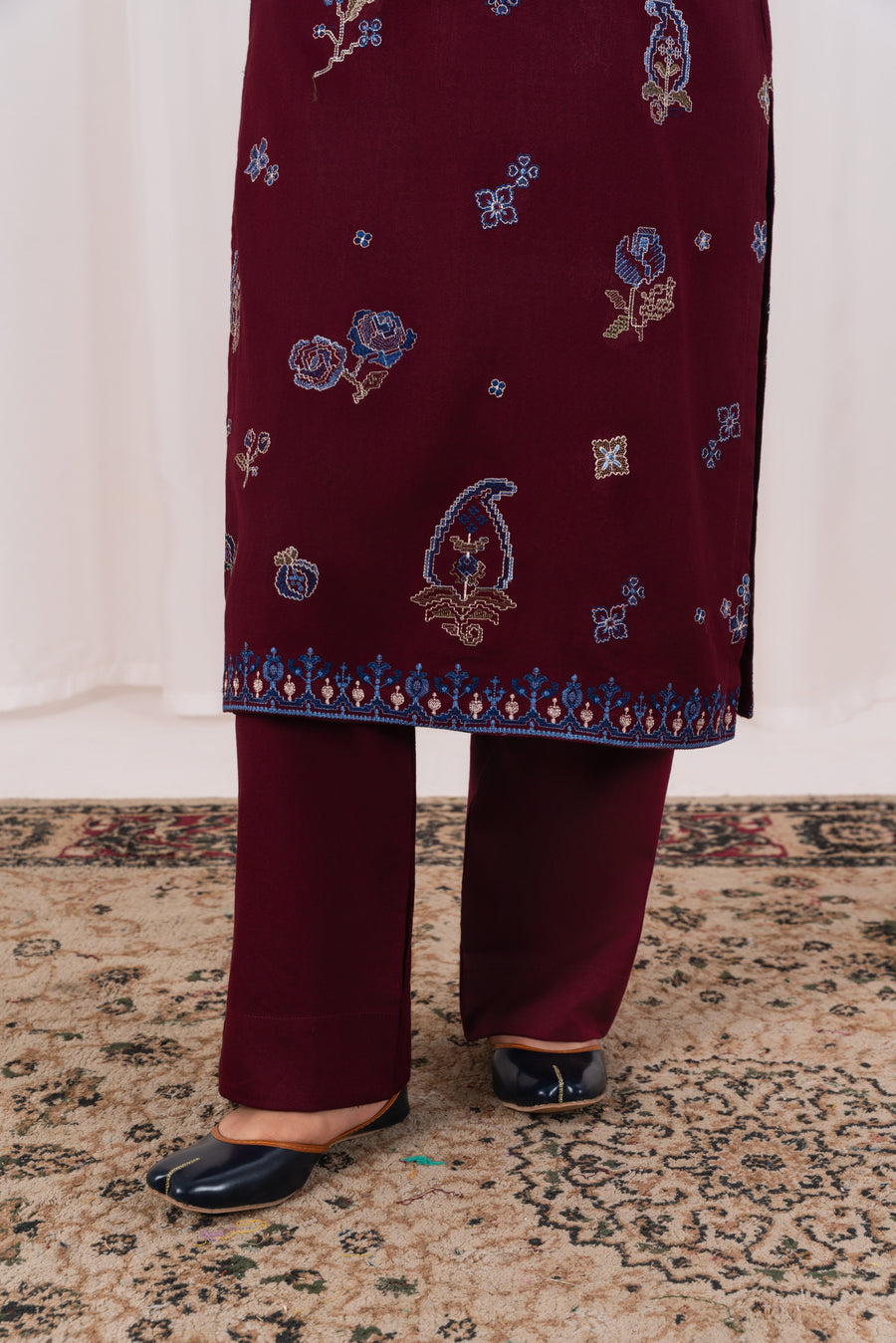 Feathers Fully Embroidered Dhanak Unstitched 3Pc Suit EISLEN-FT554