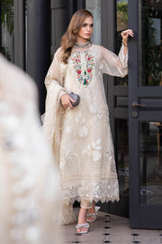 Maria.B Luxury Eid Lawn Unstitched Embroidered 3Pc Suit EL-23-01-Cream