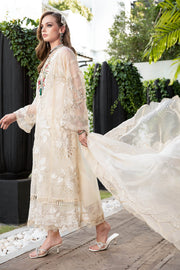 Maria.B Luxury Eid Lawn Unstitched Embroidered 3Pc Suit EL-23-01-Cream