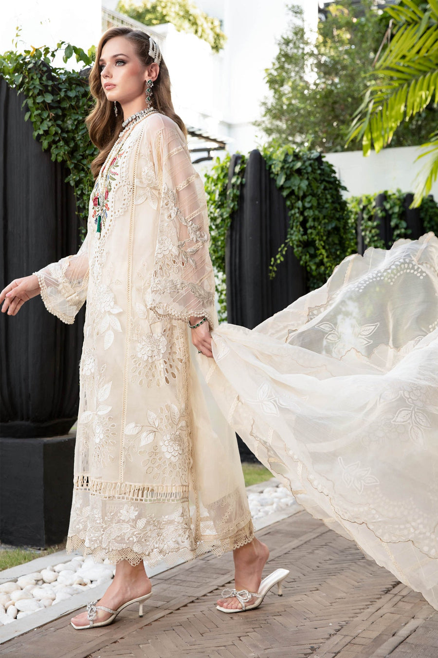 Maria.B Luxury Eid Lawn Unstitched Embroidered 3Pc Suit EL-23-01-Cream
