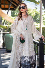 Maria.B Luxury Eid Lawn Unstitched Embroidered 3Pc Suit EL-23-02-Off White
