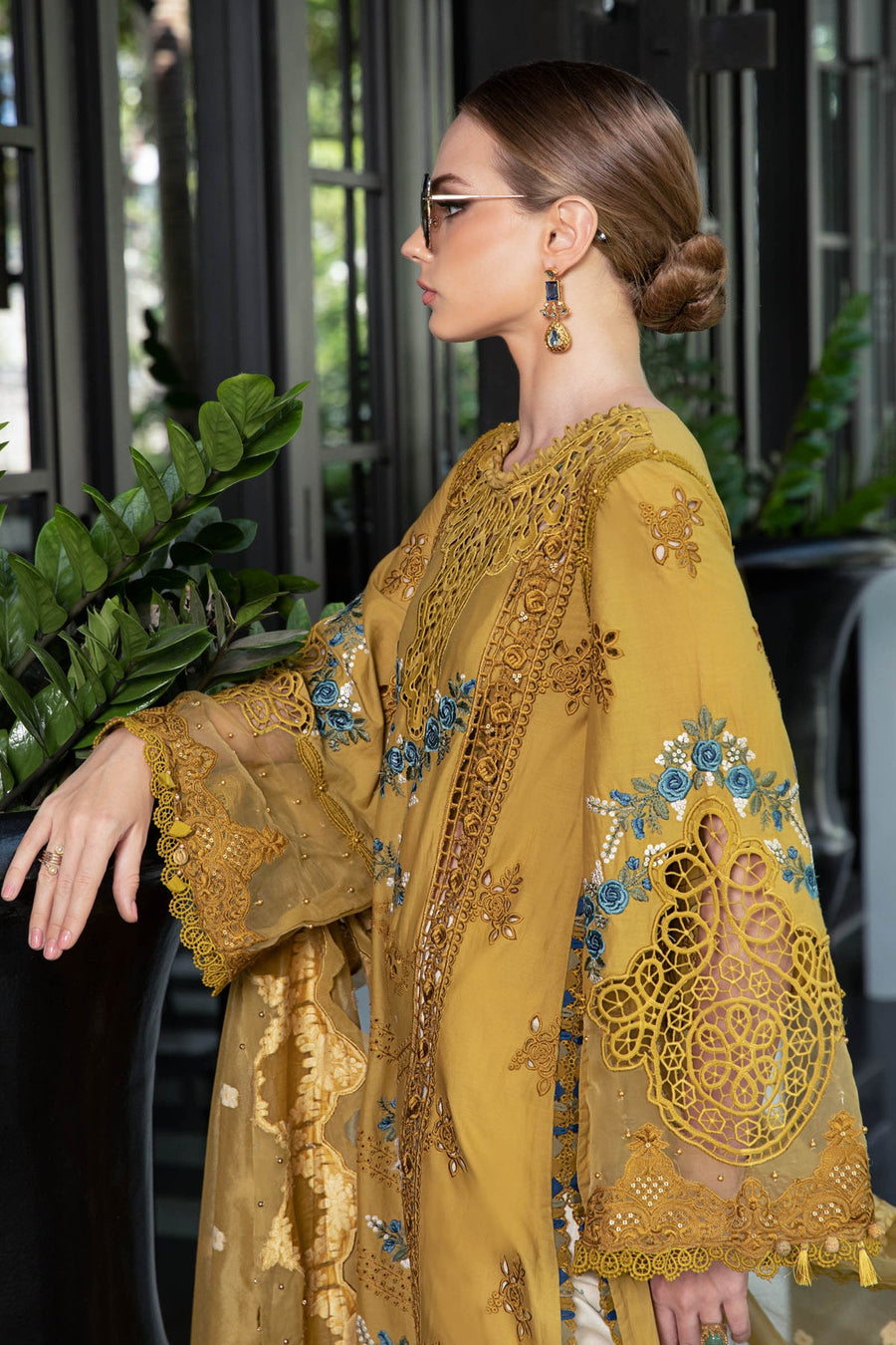 Maria.B Luxury Eid Lawn Unstitched Embroidered 3Pc Suit EL-23-06-Mustard