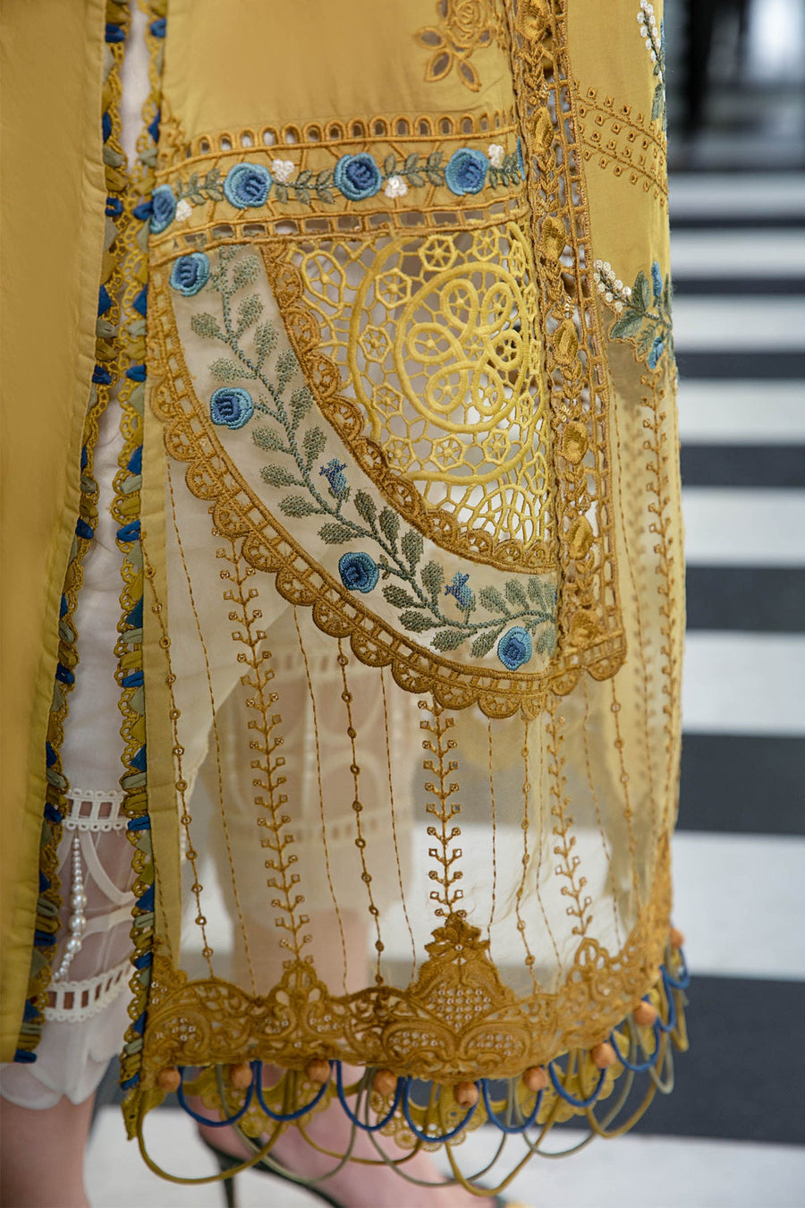 Maria.B Luxury Eid Lawn Unstitched Embroidered 3Pc Suit EL-23-06-Mustard