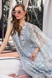 Maria.B Luxury Eid Lawn Unstitched Embroidered 3Pc Suit EL-23-10-Ice Blue