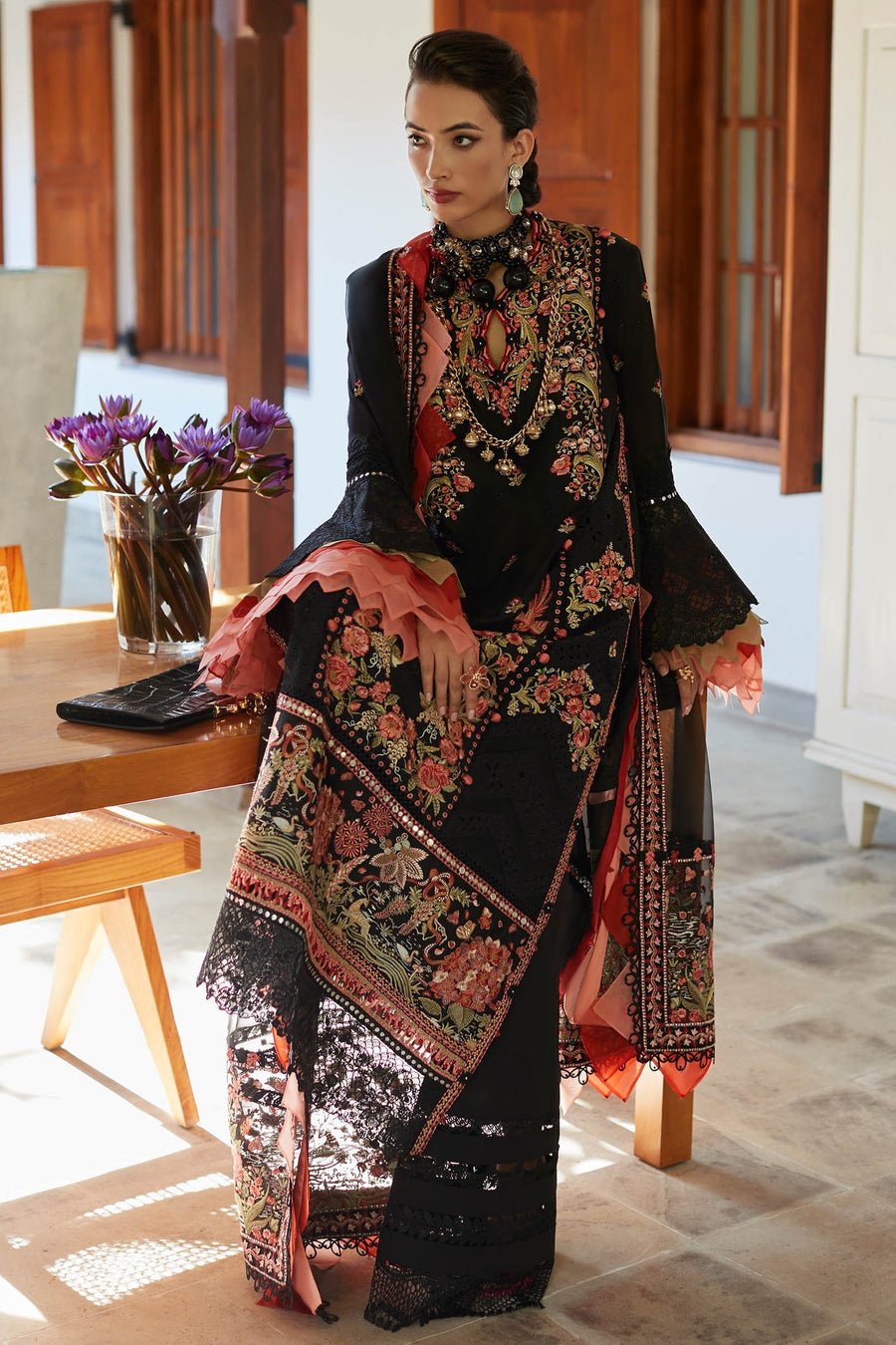 ELAN Embroidered Luxury Lawn Unstitched 3Piece Suit EL23-02-A NYSA