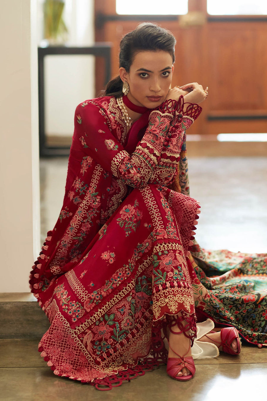 ELAN Embroidered Luxury Lawn Unstitched 3Piece Suit EL23-08-A AALIA