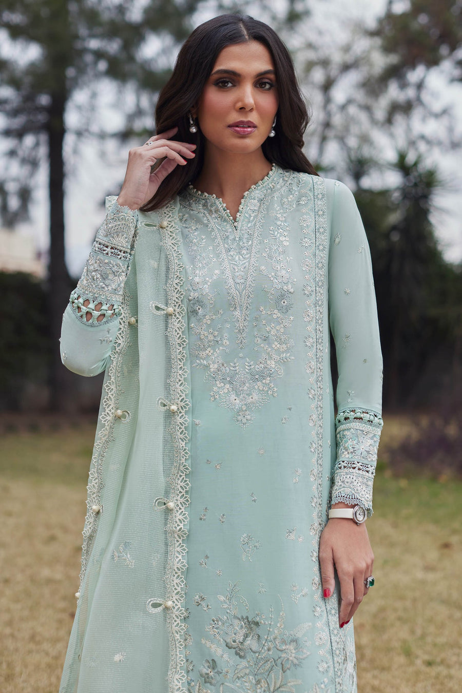 ELAN Embroidered Luxury Lawn Unstitched 3Pc Suit EL24-01B MINA
