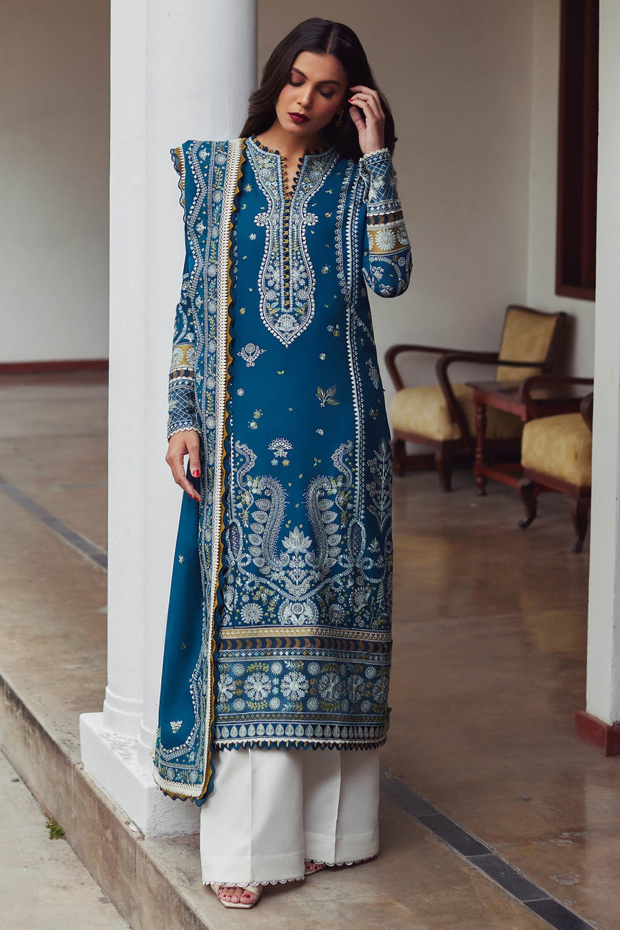 ELAN Embroidered Luxury Lawn Unstitched 3Pc Suit EL24-04A MAHROSH