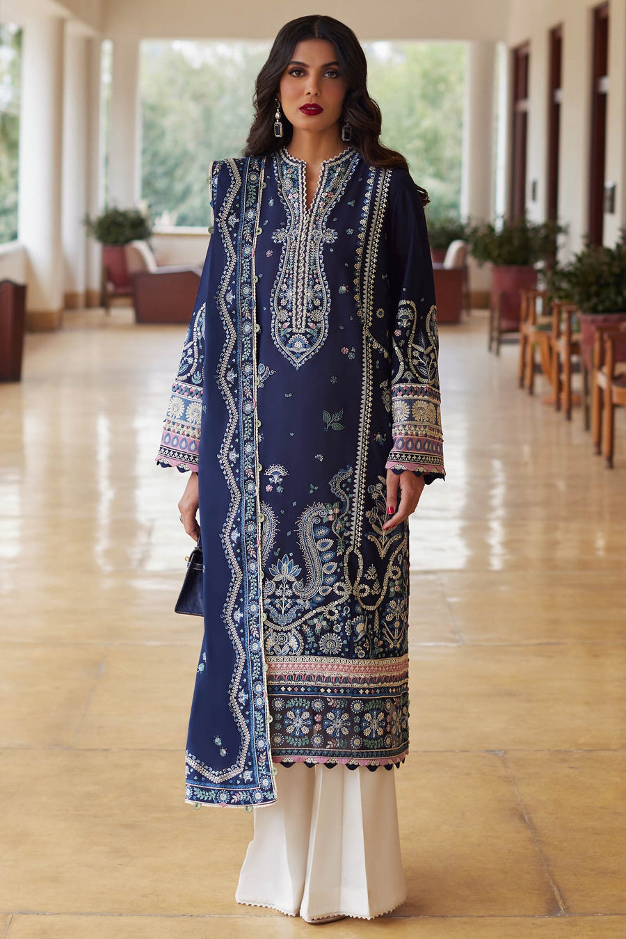 ELAN Embroidered Luxury Lawn Unstitched 3Pc Suit EL24-04B MAHROSH