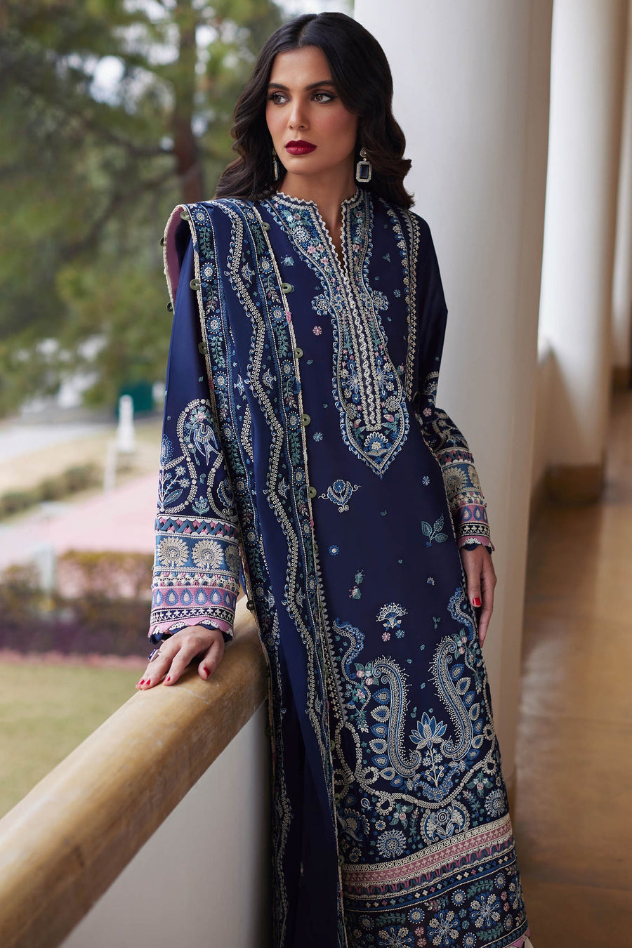 ELAN Embroidered Luxury Lawn Unstitched 3Pc Suit EL24-04B MAHROSH