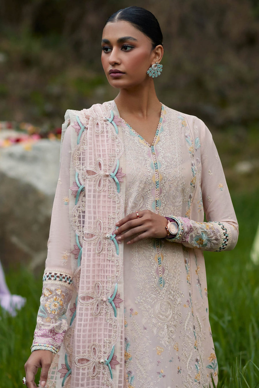 ELAN Embroidered Luxury Lawn Unstitched 3Pc Suit EL24-05B NEZIHA