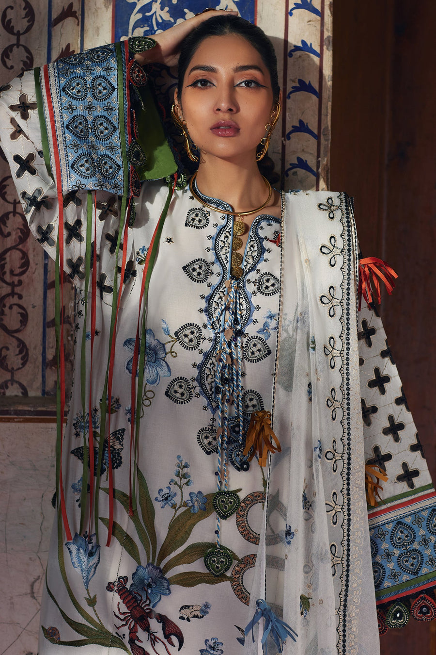 ELAN Embroidered Luxury Lawn Unstitched 3Pc Suit EL25-04B AZUREH
