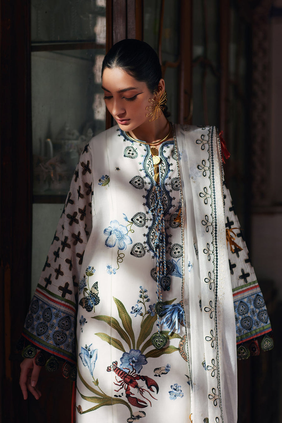 ELAN Embroidered Luxury Lawn Unstitched 3Pc Suit EL25-04B AZUREH
