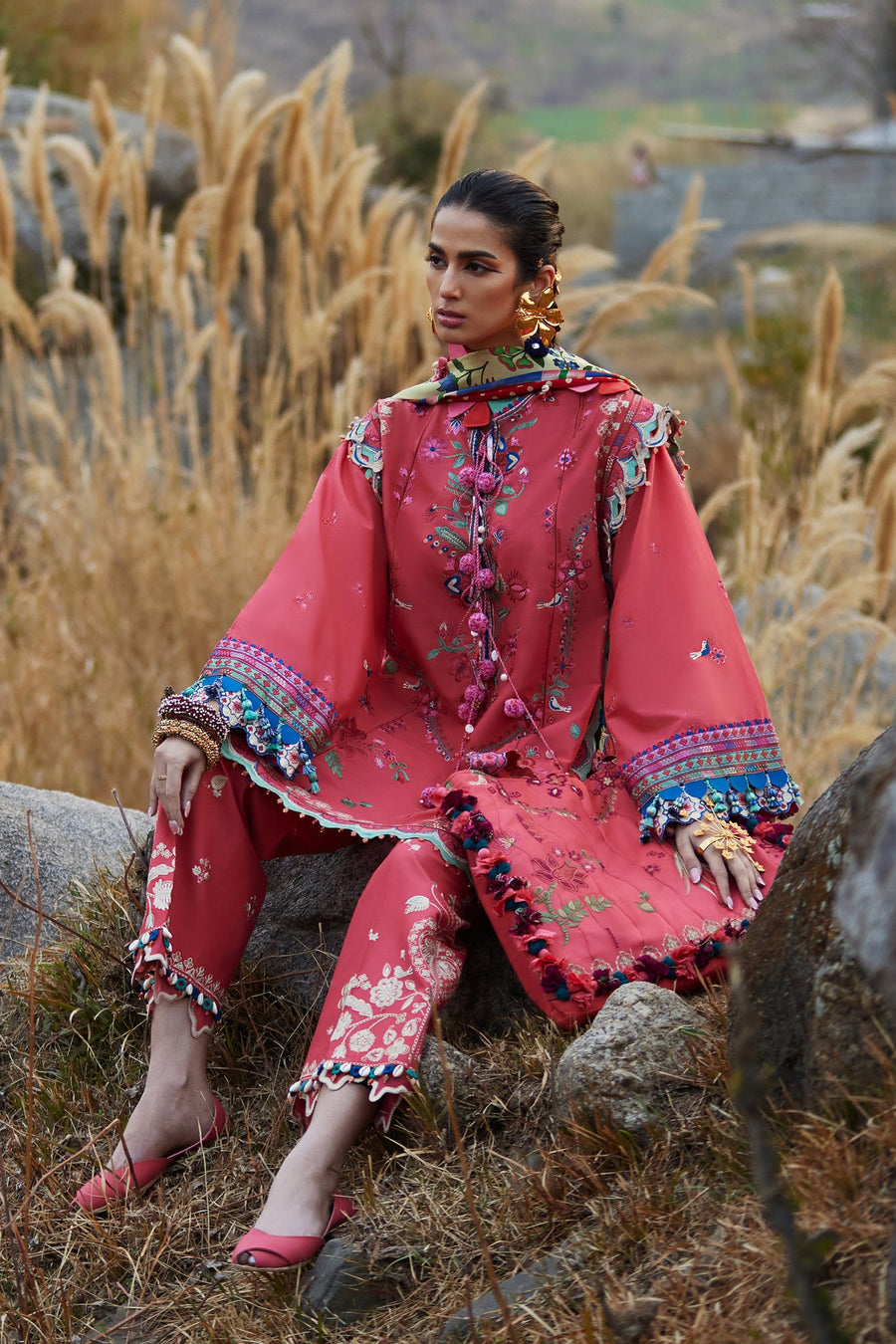 ELAN Embroidered Luxury Lawn Unstitched 3Pc Suit EL25-06B AURIELLE